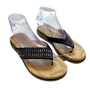 Forever Link Tracy-27 Flip Flop Thong Sandals Womens Size 9 Black Rhinestone